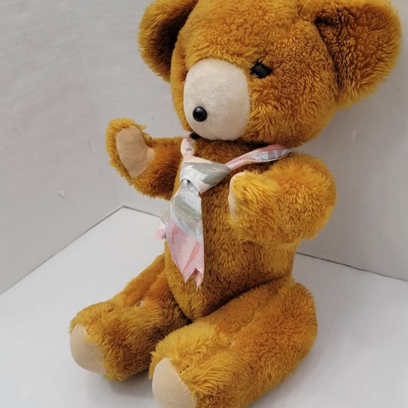 Vintage Old Teddy Bear Jestia Orange Brown #1005 Jointed Made in Japan Antique - Picture 5 of 15